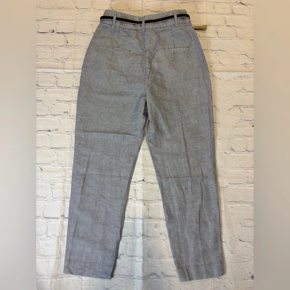 Zara Basic Linen Blend Pinstripe Trouser
